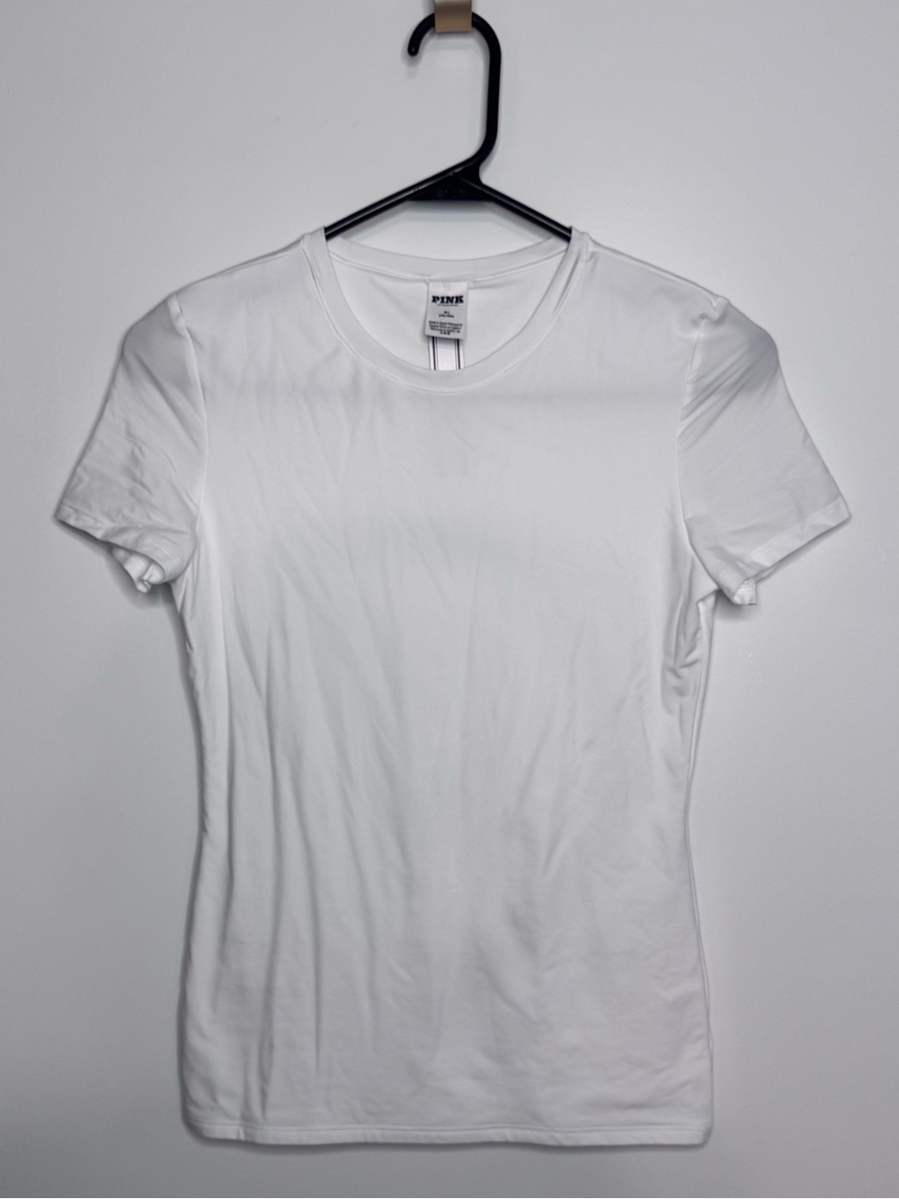 PINK Victoria's Secret White Fitted Short Sleeve Crew Tee Size Medium